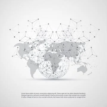 Cloud Computing and Networks Concept with World Map Illustrazione stock