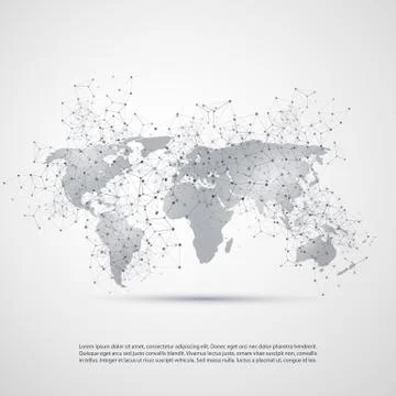 Cloud Computing and Networks Concept with World Map Stock Illustration