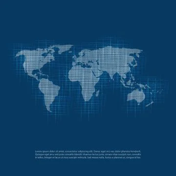 Cloud Computing and Networks Concept - Abstract World Map Background Design Stock Illustration