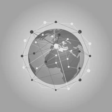 Cloud Computing and Networks Concept with Earth Globe - Abstract Global Digit イラスト素材