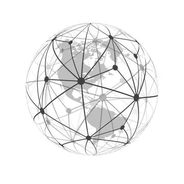 Cloud Computing and Networks Concept - Transparent Polygonal Mesh Around Ea.. Stockillustratie