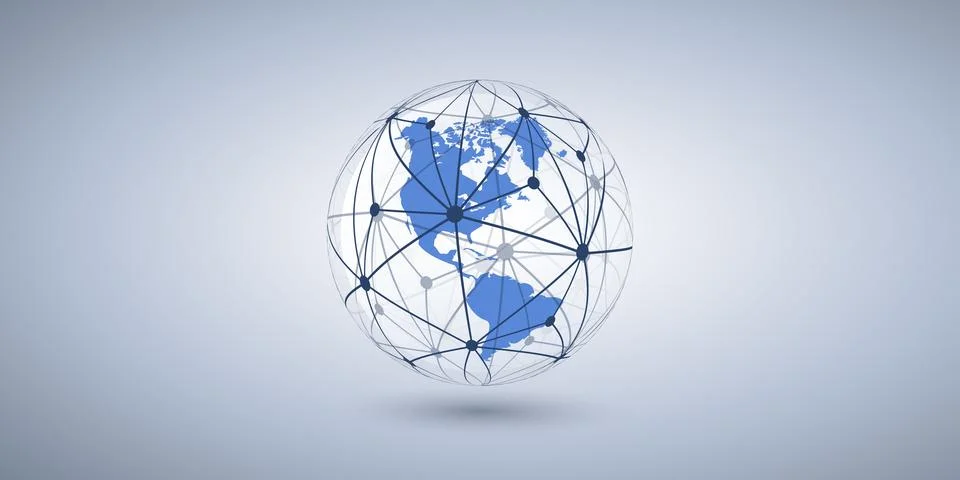 Cloud Computing and Networks Concept - Transparent Polygonal Mesh Around Ea.. Stockillustratie