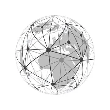 Cloud Computing and Networks Concept with Europe and Africa Side of the Ear.. Stock Illustration