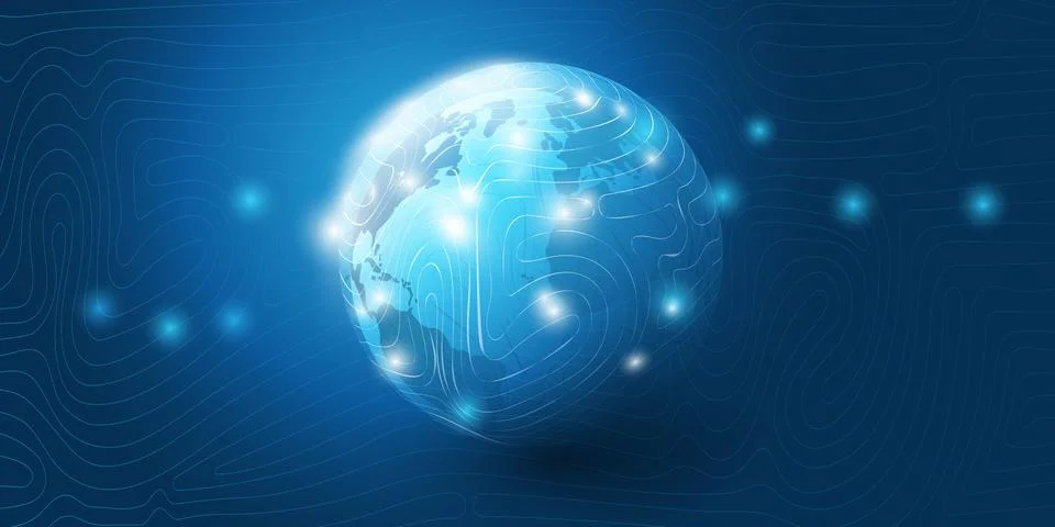 Cloud Computing and Networks Concept with Earth Globe - Abstract Global Dig.. イラスト素材