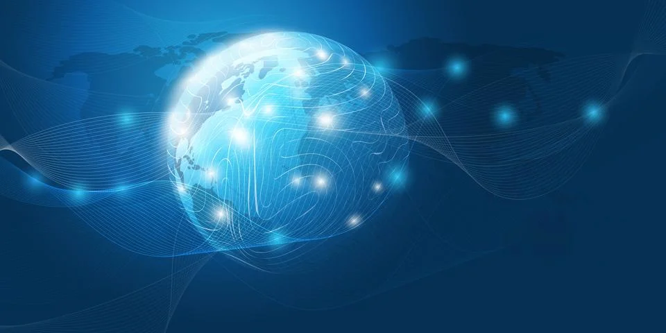 Cloud Computing and Networks Concept with Earth Globe - Abstract Global Dig.. 스톡 일러스트