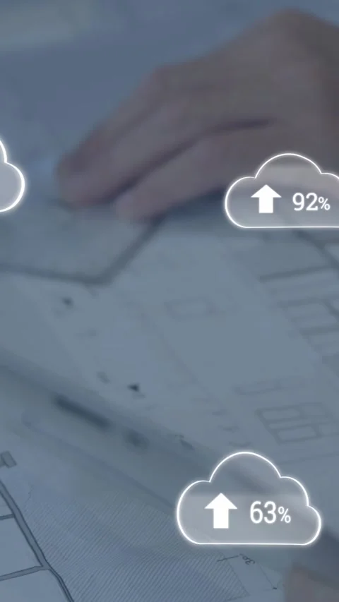 Cloud computing and numbers increasing 4k Stock Footage 342593956