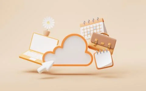 Cloud computing and office, 3d rendering. Stock Illustration