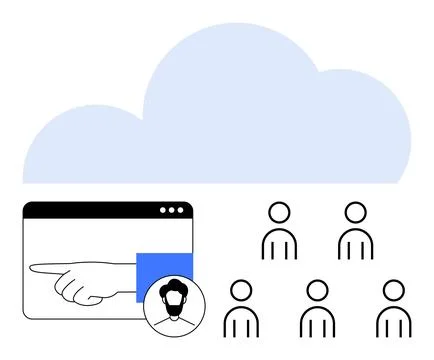 Cloud Computing and Online Collaboration with User Interface and Team Manag.. Stock Illustration