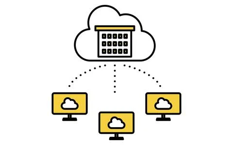 Cloud computing and online service delivery line icon with internet symbol .. Stock Illustration