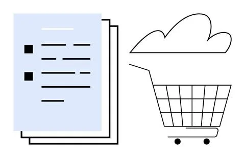 Cloud Computing and Online Shopping Conceptual Diagram Illustrazione stock