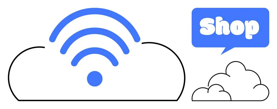 Cloud Computing and Online Shopping Concept with Wireless Connectivity Icons 스톡 일러스트