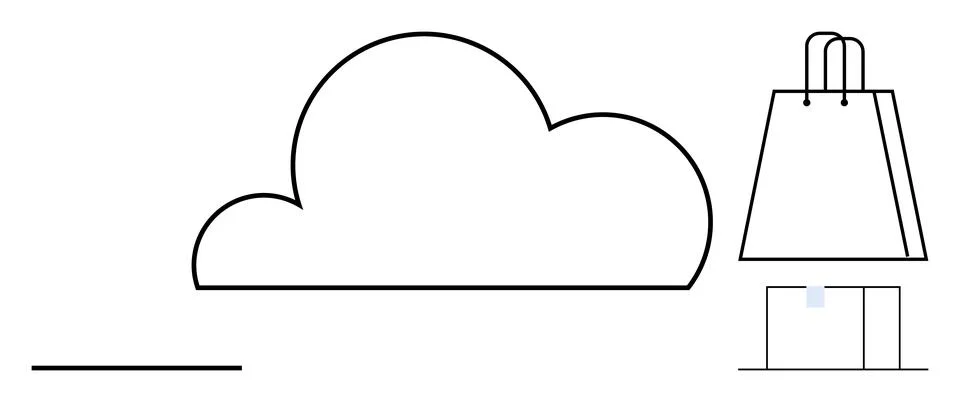 Cloud Computing and Online Shopping Concept with Cloud Icon and Shopping Bags イラスト素材