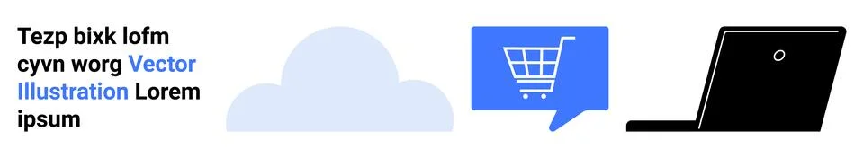 Cloud Computing and Online Shopping E-commerce Concept with Laptop and Text Illustrazione stock