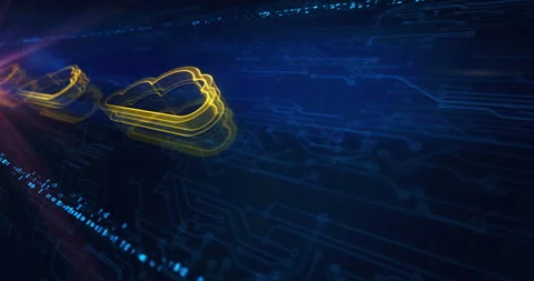 Cloud computing and online storage symbol cyber loop concept Video stock 196860813