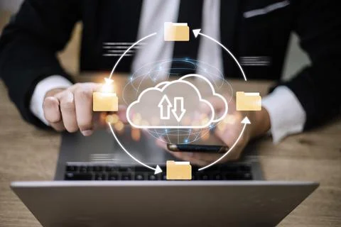 Cloud computing and online storage technologies, cloud computing and commun.. Fotos Stock