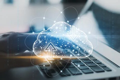 Cloud computing and online storage technologies, cloud computing and commun.. Fotos Stock