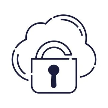 Cloud computing and padlock Stock Illustration