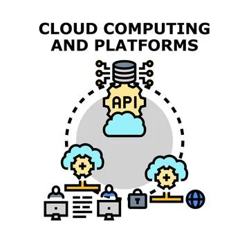 Cloud computing and platforms for data storage access 스톡 일러스트