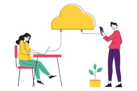 Cloud Computing and Remote Data Access Illustration Stock Illustration