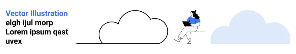 Cloud Computing and Remote Work Concept with Minimalist Design Elements Illustrazione stock