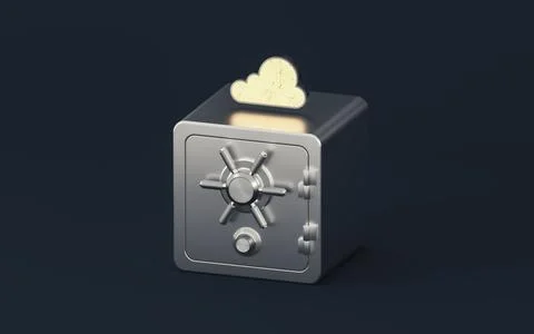 Cloud computing and safe box, 3d rendering. Illustrazione stock