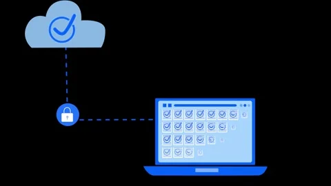 Cloud Computing and Secure Data Transfer Animation Stock Footage 315187472