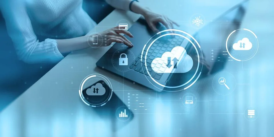 Cloud Computing and Secure Data Storage in Digital Environment. Stock Photos