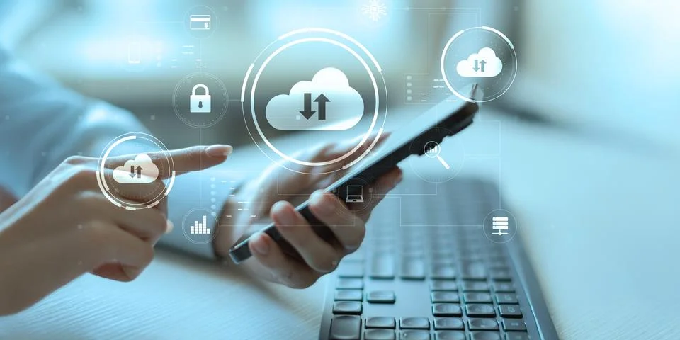 Cloud Computing and Secure Data Storage in Digital Environment. Stock Photos
