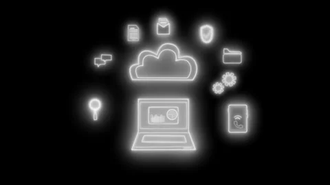 Cloud computing and security icons over laptop animation 스톡 동영상 336887797
