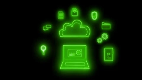 Cloud computing and security icons over laptop animation 스톡 동영상 336887808