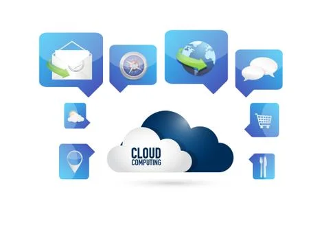 Cloud computing and set of tools concept Illustrazione stock