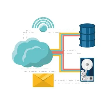 Cloud computing and share information Stock Illustration