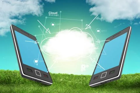 Cloud computing and smart phone Stock Illustration