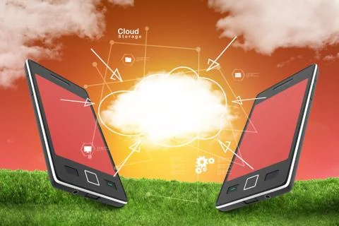 Cloud computing and smart phone Stock Illustration