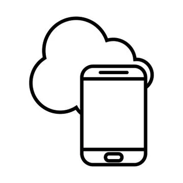 Cloud computing and smartphone line style icon vector design Illustrazione stock