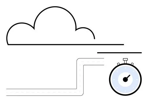 Cloud Computing and Speed Concept with Minimalist Design Elements and Stopw.. Stock Illustration
