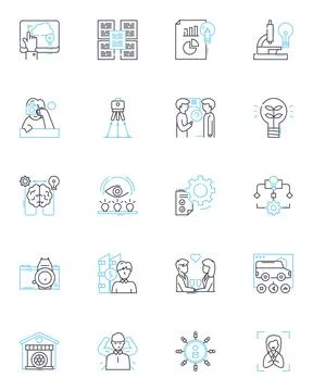 Cloud computing and storage linear icons set. Virtualization, Scalability Stock Illustration