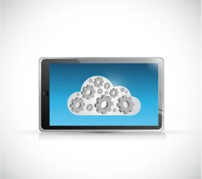 Cloud computing and tablet illustration design Stockillustratie