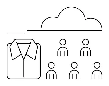 Cloud Computing and Team Collaboration Concept with Shirt and User Icons in.. Stock Illustration