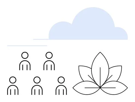 Cloud Computing and Team Collaboration with Nature Inspired Design Illustrazione stock