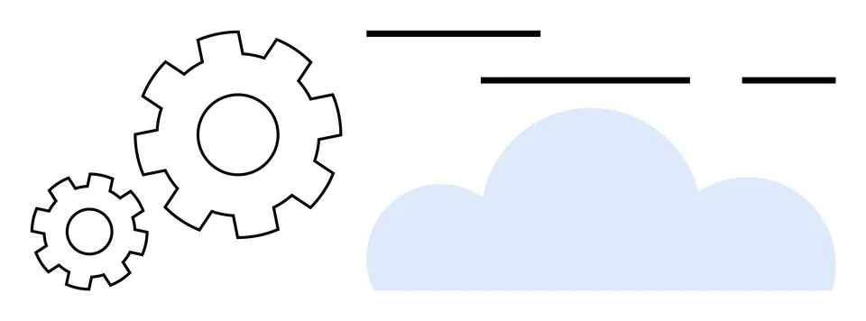 Cloud Computing and Technology Concept with Gears and Cloud Graphic Stock Illustration