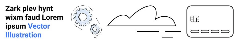 Cloud Computing and Technology Concept with Gear Cogs and Credit Card Stock Illustration