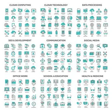 Cloud computing and technology data storage. Seo,development. Social network 스톡 일러스트