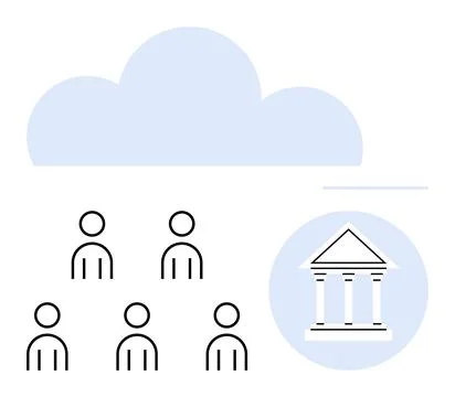 Cloud Computing and Technology in Governance and Networking Concept Stock Illustration