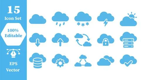 Cloud computing and technology icon collection with computing, technology Stock Illustration
