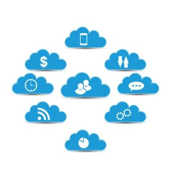Cloud computing and technology, infographic design elements Stock Illustration
