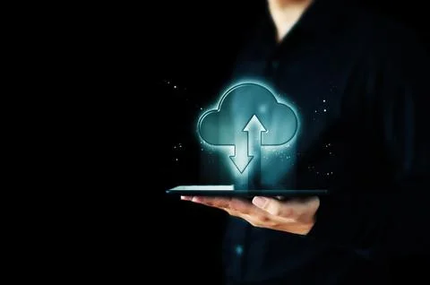 Cloud computing and technology network connection concept, Businessman hand.. Stock Photos