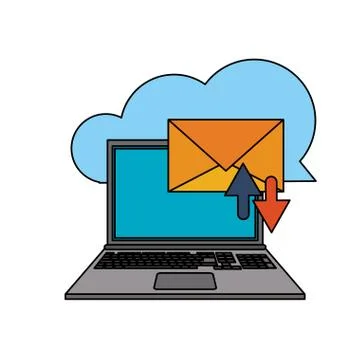 Cloud computing and technology symbols Stock Illustration