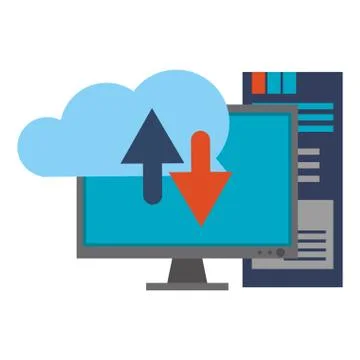 Cloud computing and technology symbols Stockillustratie