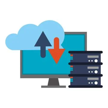 Cloud computing and technology symbols Stock Illustration